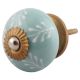 Sea Green Leaf Floral Ceramic Drawer Knobs